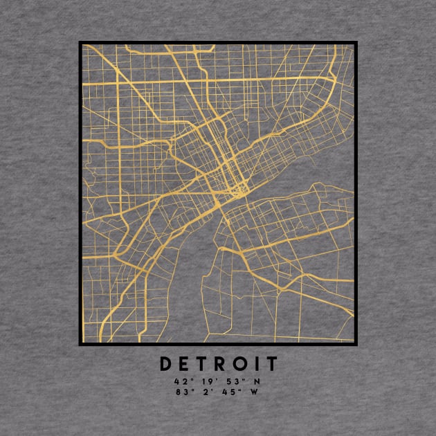 DETROIT MICHIGAN CITY STREET MAP ART by deificusArt